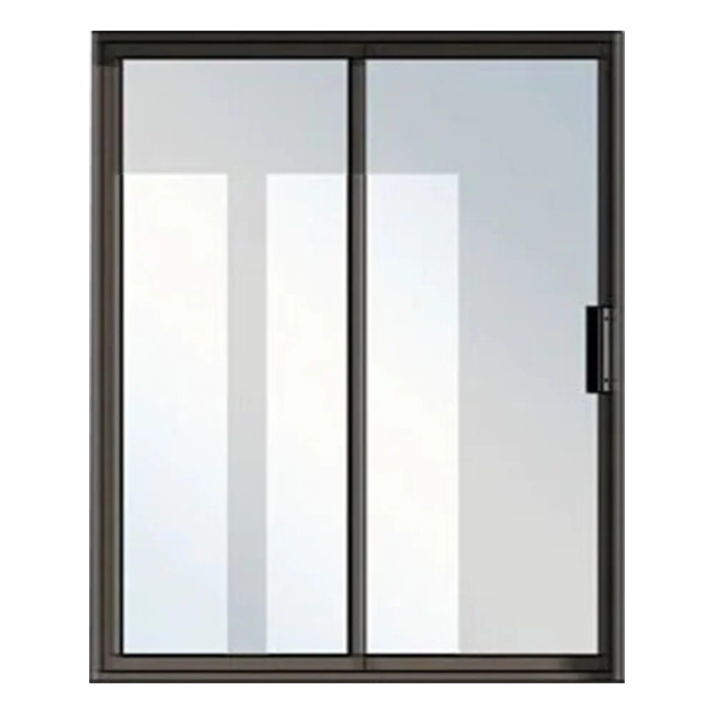 A window with a handle, rectangular in shape, set indoors, allowing light to enter the space. Its Called Aluminium 2 Panel Sliding Glass Door 2.1 X 2.1M