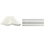 A scalloped white ceiling medallion alongside a smooth, cylindrical white rod, both on a black background. its called EPS Plain Cornice 12mmx125mmx2m