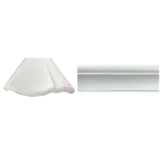 Two white crown moldings: one with a curved profile and the other with a flat edge, showcasing their different designs. Its Called EPS Plain Cornice 11mmx125mmx2m