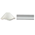 A white, triangular light fixture cover sits beside a flat, rectangular light fixture housing, both designed for ceiling installation. Its Called EPS Plain Cornice 5mmx140mmx2m