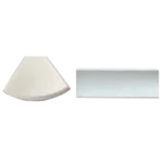 Two geometric shapes: a rounded triangular piece on the left and a rectangular piece on the right, both in light colors. Its Called EPS Plain Cornice 11mmx85mmx2m