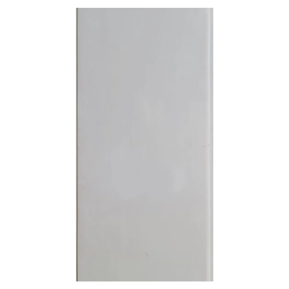 A smooth, white rectangular surface, possibly a panel or door, with minimal visible texture and a few faint scratches. Its Called Gloss White PVC Ceiling Panel