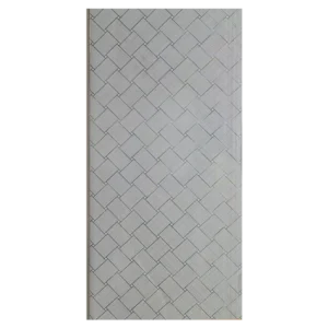 A light-colored, textured surface featuring a diamond-patterned design with a subtle grey undertone. Its Called Grey Undertone PVC Ceiling Panel