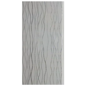 A frosted glass panel with a pattern of vertical, wavy lines in varying widths. The lines are slightly reflective, creating a subtle shimmer effect. It's called PVC Ceiling Panel