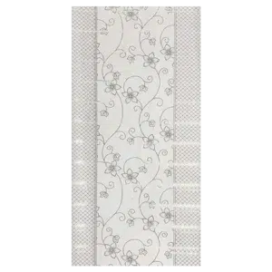 Elegant white wallpaper featuring delicate floral patterns and textured borders in a soft, subtle design. Its Called White Floral Patterns PVC Ceiling Panel