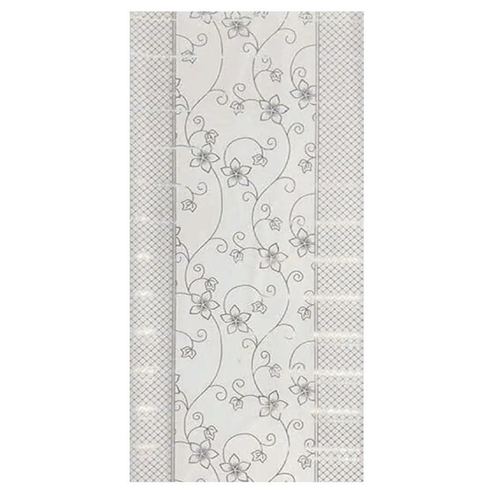 Elegant white wallpaper featuring delicate floral patterns and textured borders in a soft, subtle design. Its Called White Floral Patterns PVC Ceiling Panel
