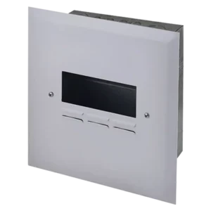 A white wall-mounted panel with a rectangular display and three buttons, designed for electronic control or monitoring. Its Called Flush DB Board 12way Din