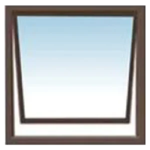 A framed square object with a sky-blue gradient background, starting darker at the top and fading to white at the bottom, enclosed in a dark brown border with a simple design. its called 600 X 600MM Aluminum Window (PT66)