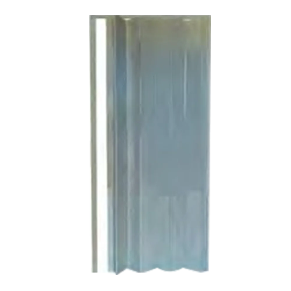 A rectangular glass brick with a partially frosted surface, standing upright. The brick has a wavy texture, creating a distorted view through it. Light reflects subtly off the smooth surfaces. Its Called PVC Folding Door Grey (DMT004)