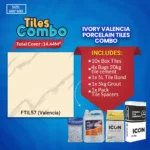 Ivory Valencia Floor Tile Combo Glossy Polished Porcelain 600X600mm | A-Grade