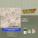 Discover our Ceramic Non Slip Paving Tiles Combo with a stunning stone pattern. This package includes 10 boxes of tiles, 4 bags of tile cement, a 5kg grout, and a pack of tile spacers. Covering 11.2m² with ease, each tile measures 400x400mm—perfect for sleek and safe surfaces.