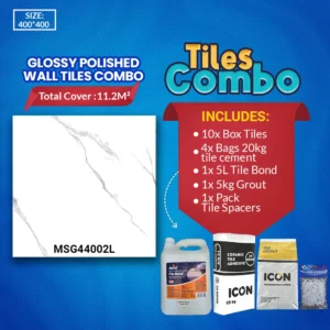 Carrara White Wall Tiles Combo – Glossy Polished – Ceramic – 400x400mm – A-Grade