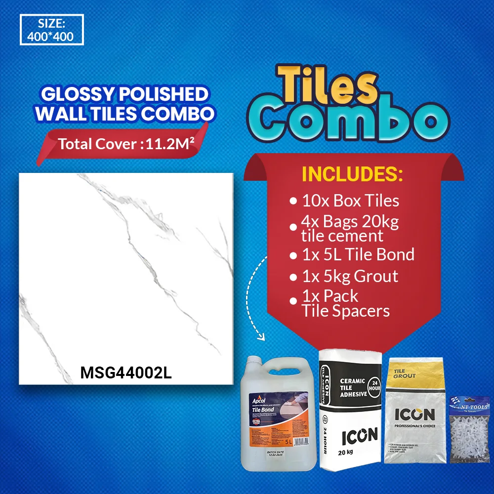 Carrara White Wall Tiles Combo – Glossy Polished – Ceramic – 400x400mm – A-Grade