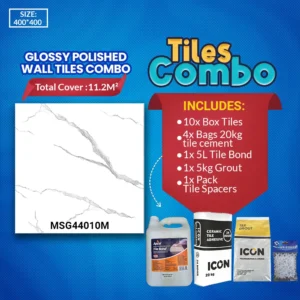Carrara White Wall Tile Combo | Glossy Polished Ceramic | 400x400mm | A-Grade