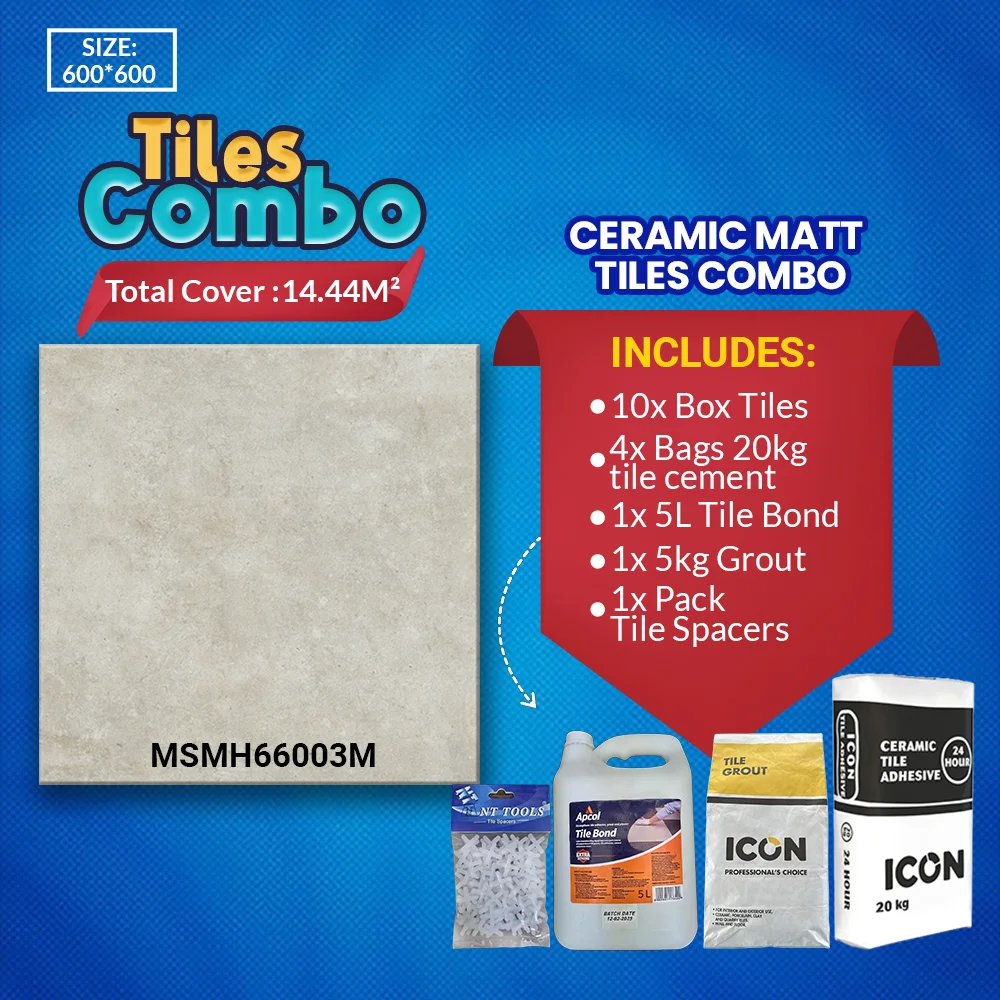 Ceramic Matt Floor Tile Combo 600x600mm Non-slip MSMH66003M | A-Grade