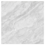 Light gray marble tile with soft, flowing white veins creating a sleek, elegant pattern. Suitable for modern interiors. Its Called 600x600mm Polished Light Grey Porcelain Tiles