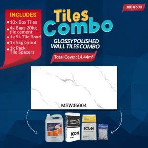 Carrara White Wall Tiles Combo – Glossy Polished – Ceramic – 300x600mm – A-Grade