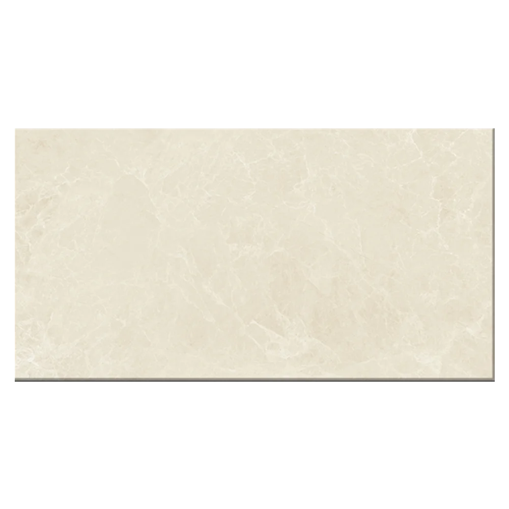 Light beige marble tile with subtle veining, rectangular shape, and a polished surface, ideal for elegant interior design. Its Called Ceramic Polished Wall Tiles