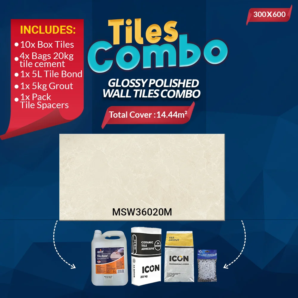 Wall Tiles Combo – Glossy Polished – Ceramic – 300x600mm – A-Grade