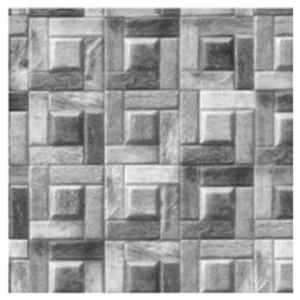 Geometric pattern featuring interlocking square and rectangular tiles in shades of gray, creating a three-dimensional effect. Wooden Matte 3D WallPaper - 530mm*10m