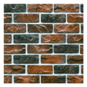 A pattern of rectangular bricks in various shades of brown and dark red, arranged in a staggered horizontal layout. The surface of the bricks has a textured appearance, and the mortar between them is light gray. Its Called Brick Design 3D WallPaper - 530mm x 10m