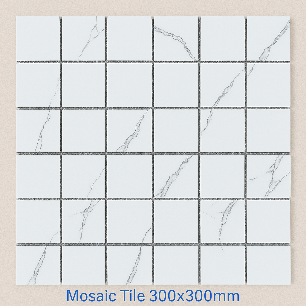 White Mosaic tiles - Grey marble