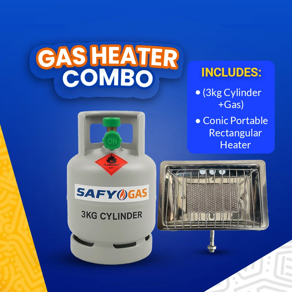 3KG Cylinder + Gas + Conic Portable Rectangle Heater
